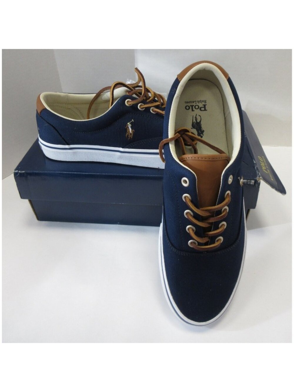 Polo Ralph Lauren Sneakers 11.5D Keaton Pony Canvas Cow Leather Low Top